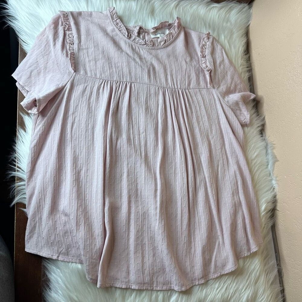Bohme Ruffle Short Sleeve Top in Rose Size Small - Picture 12 of 16